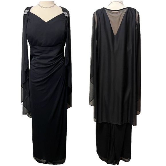 R&M Richards Dresses & Skirts - Formal long black dress with cape